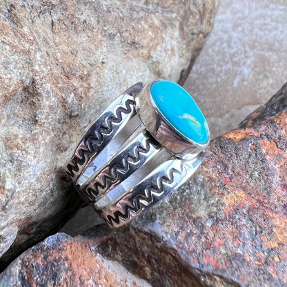 Sonoran Gold Turquoise Sterling Silver Ring by Ray Coriz - Size 6 1/2