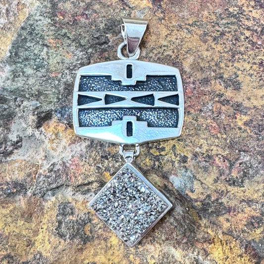David Rosales Sterling Silver Pendant w/ Druzy Crystal - Geometric