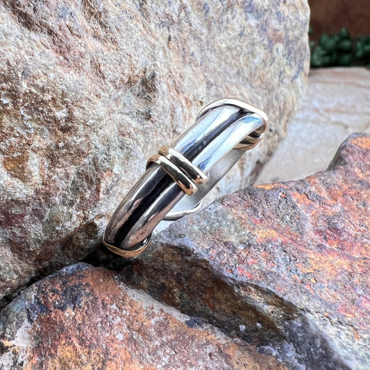 Sterling Silver & 14K Gold Fill Crossover Ring by Ray Coriz - Size 13 1/2