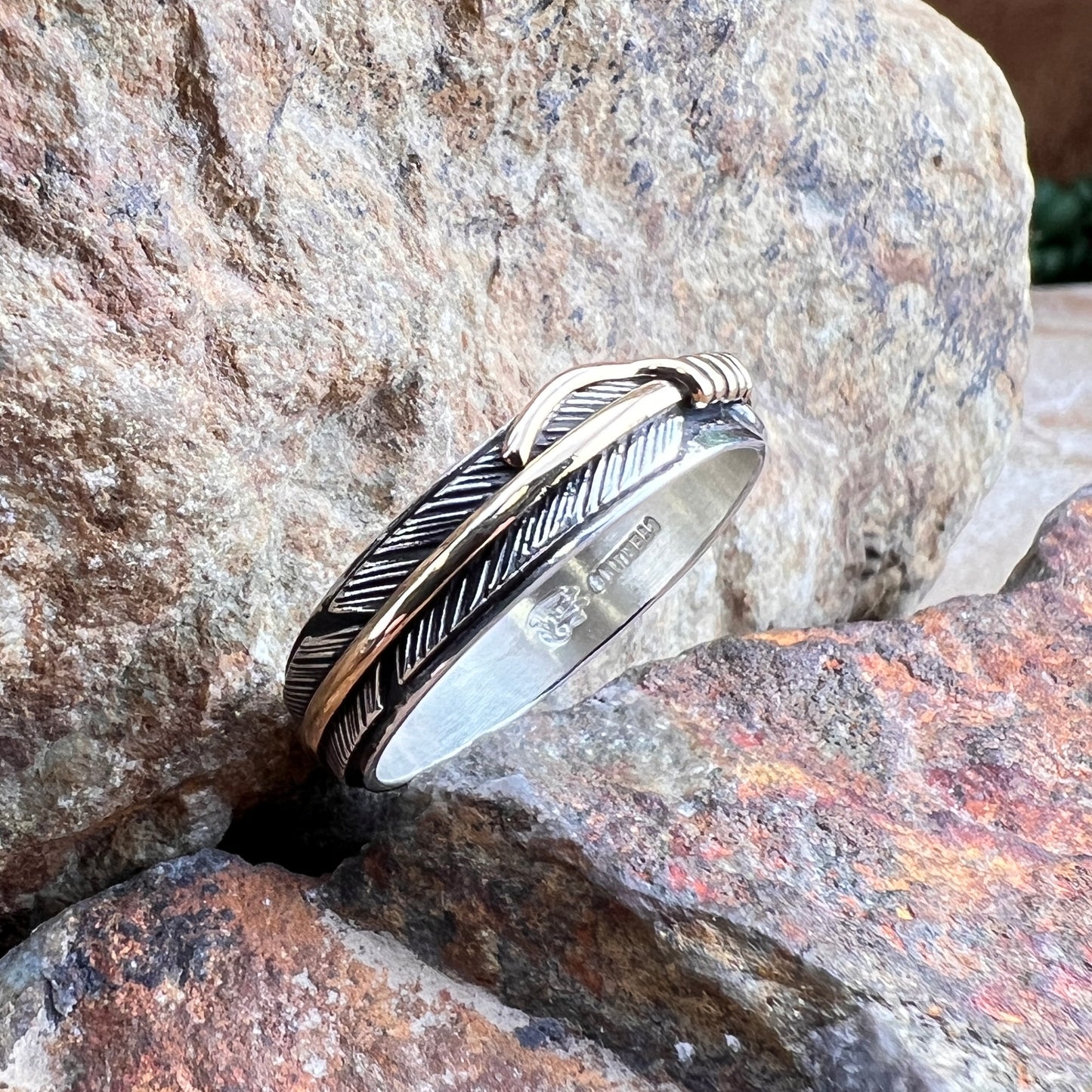 Sterling Silver & 14K Gold Fill Feather Ring by Ray Coriz