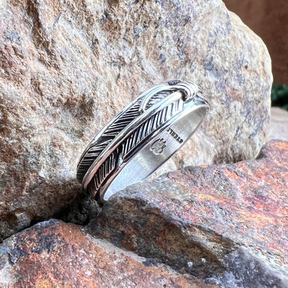 Sterling Silver Feather Ring by Ray Coriz - Size 12 1/2