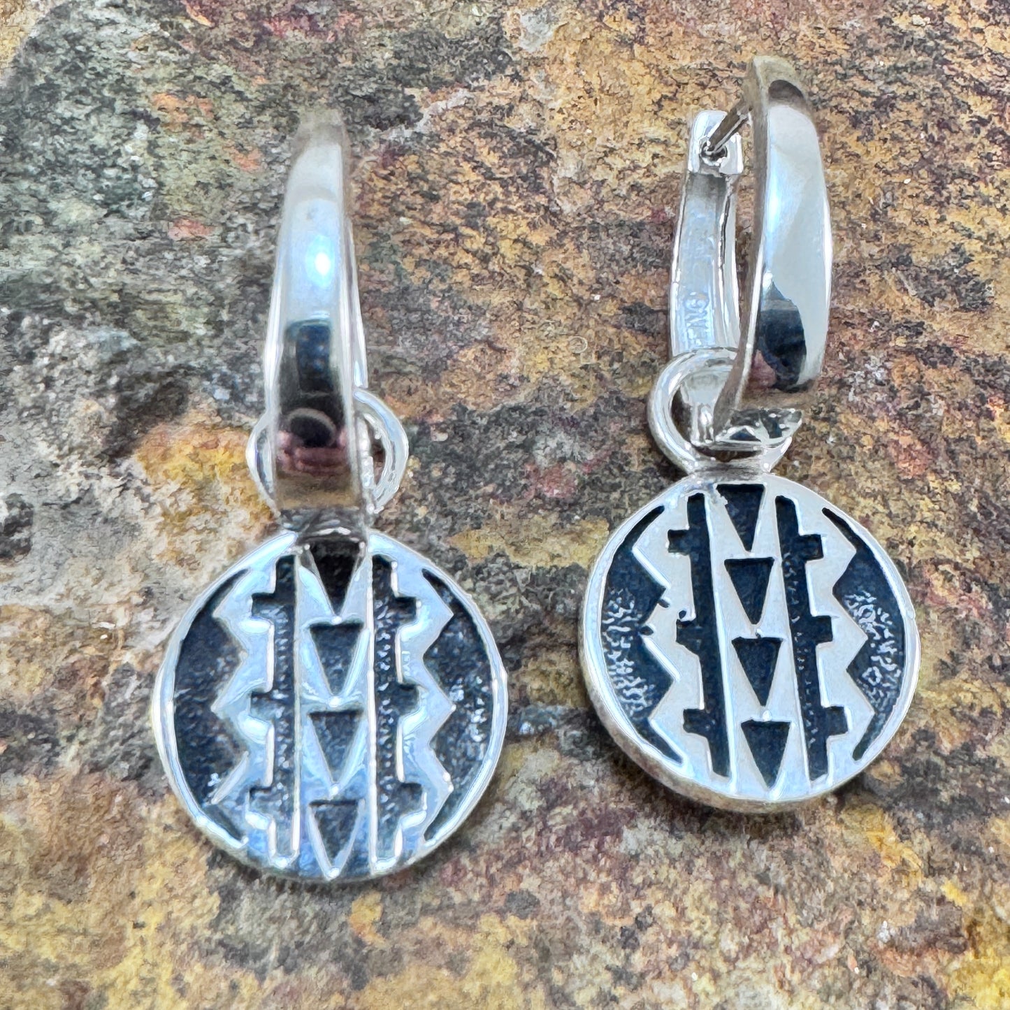 David Rosales Silver Country Reversible Sterling Silver Dangle & Huggie Earrings