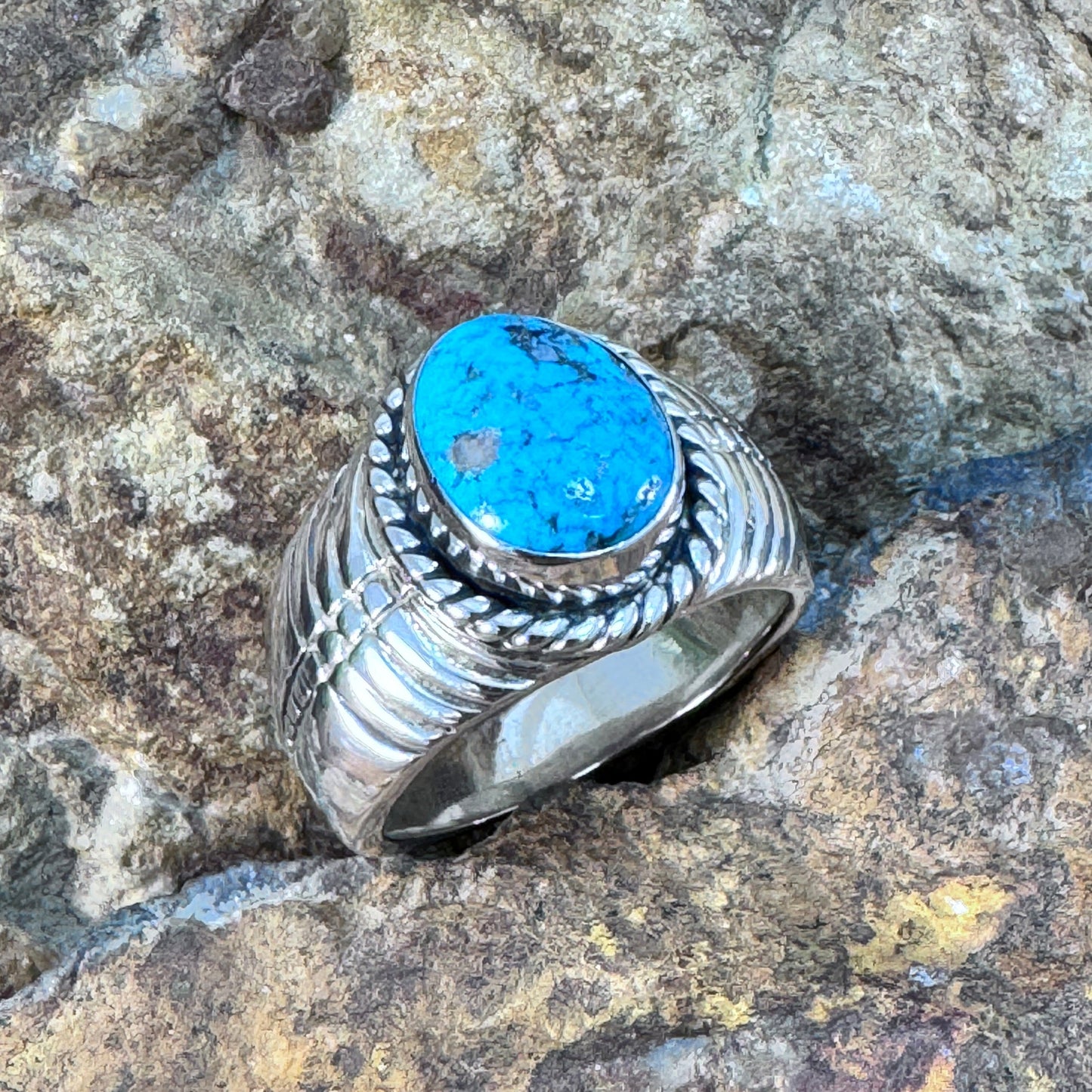 Kingman Turquoise Cabochon Ring by David Rosales