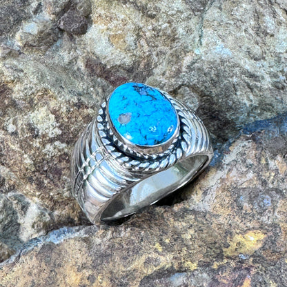 Kingman Turquoise Cabochon Ring by David Rosales