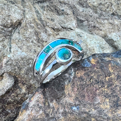 David Rosales Sonoran Gold Inlaid Sterling Silver Ring