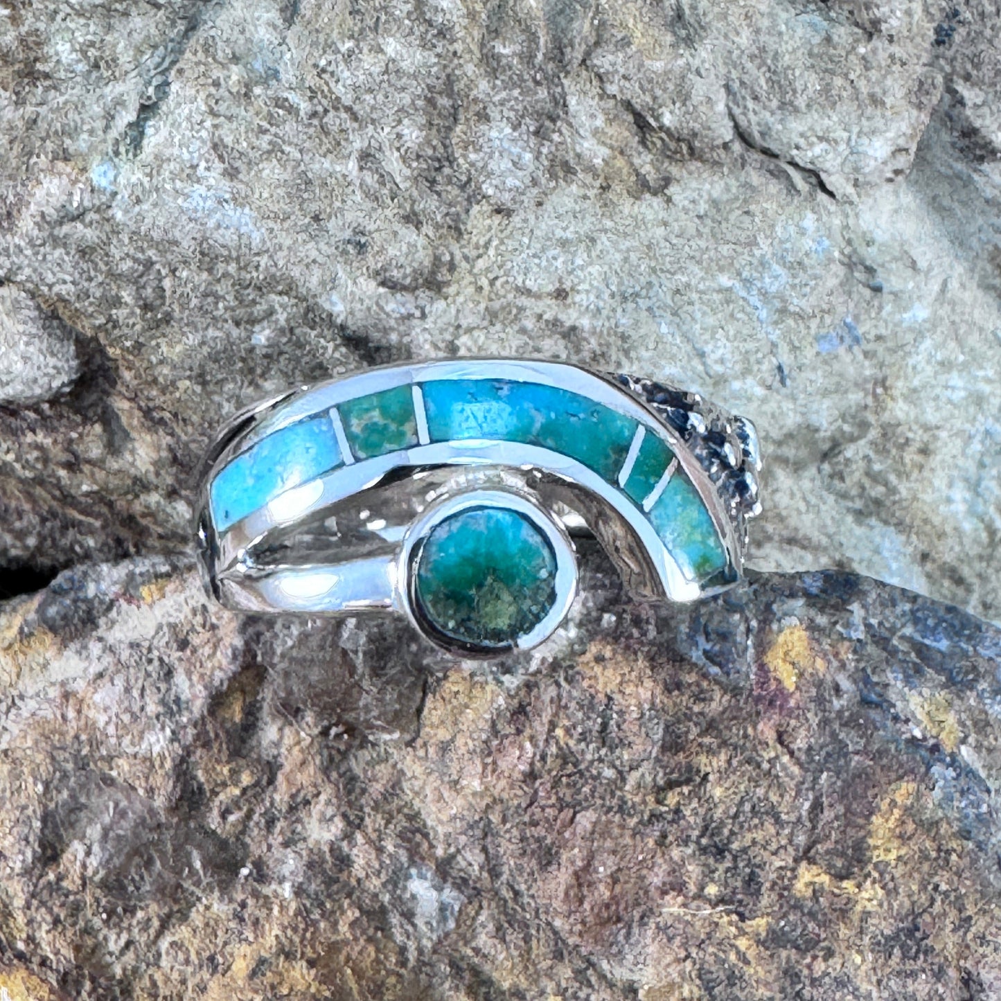 David Rosales Sonoran Gold Inlaid Sterling Silver Ring