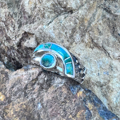 David Rosales Sonoran Gold Inlaid Sterling Silver Ring