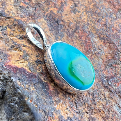 Sonoran Gold Turquoise Sterling Silver Pendant by Loretta Delgarito
