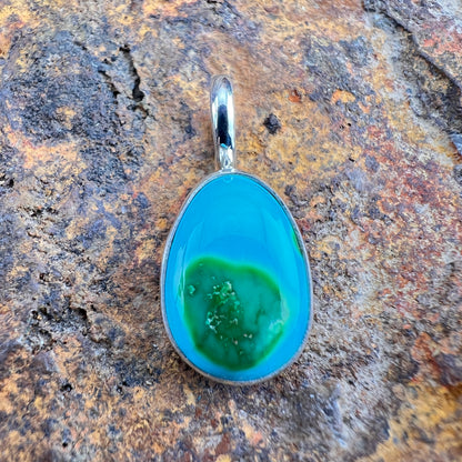 Sonoran Gold Turquoise Sterling Silver Pendant by Loretta Delgarito