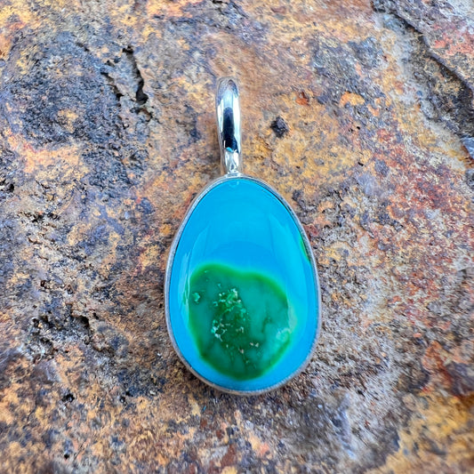 Sonoran Gold Turquoise Sterling Silver Pendant by Loretta Delgarito