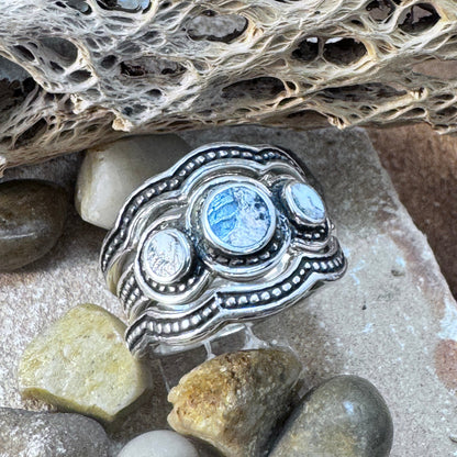 David Rosales 3-Piece White Buffalo & Sterling Silver Ring Set