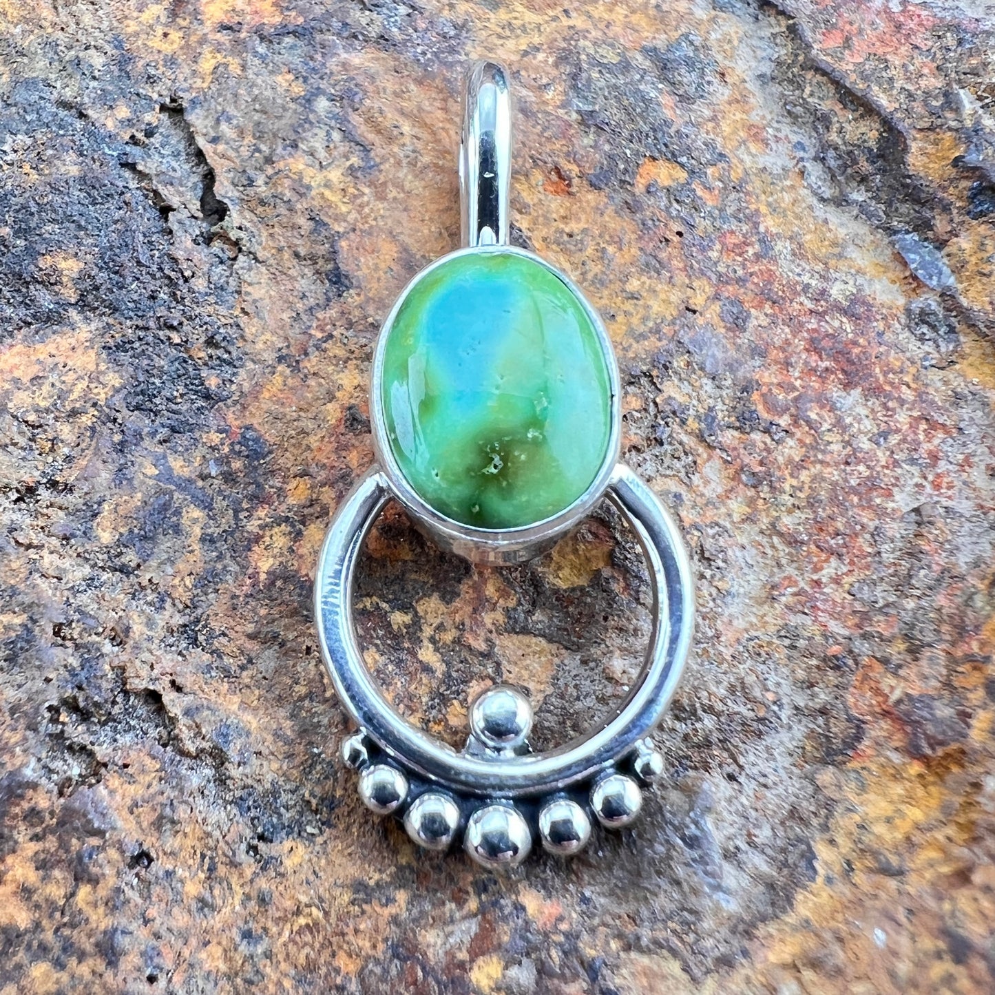 Sonoran Gold Turquoise Sterling Silver Pendant by Ray Coriz