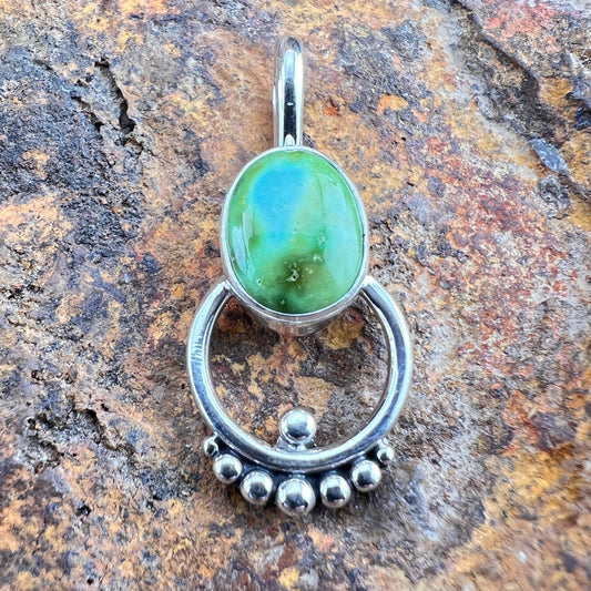 Sonoran Gold Turquoise Sterling Silver Pendant by Ray Coriz