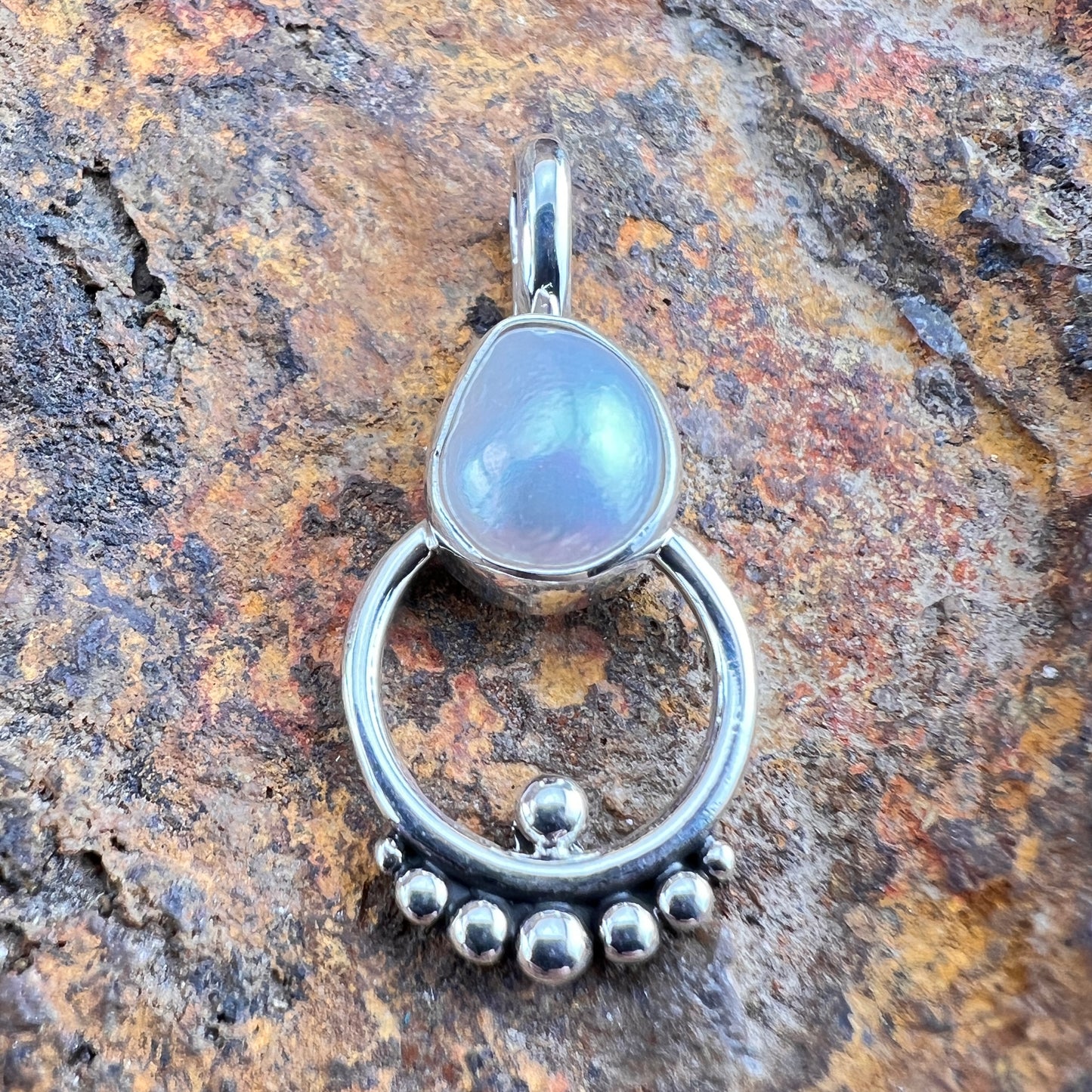 Freshwater Pearl Sterling Silver Pendant by Ray Coriz
