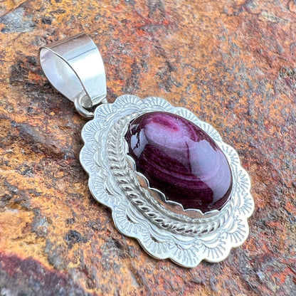 Purple Spiny Oyster Shell Sterling Silver Pendant by P. Skeets
