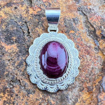 Purple Spiny Oyster Shell Sterling Silver Pendant by P. Skeets