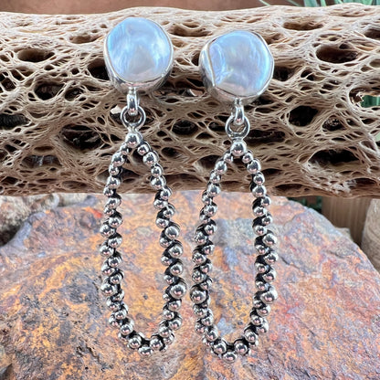 Million Drops Freshwater Pearl Sterling Silver Drop Earrings by Ray Coriz