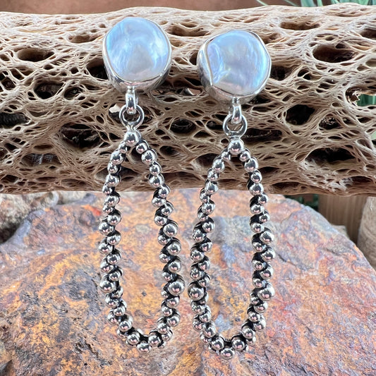 Million Drops Freshwater Pearl Sterling Silver Drop Earrings by Ray Coriz