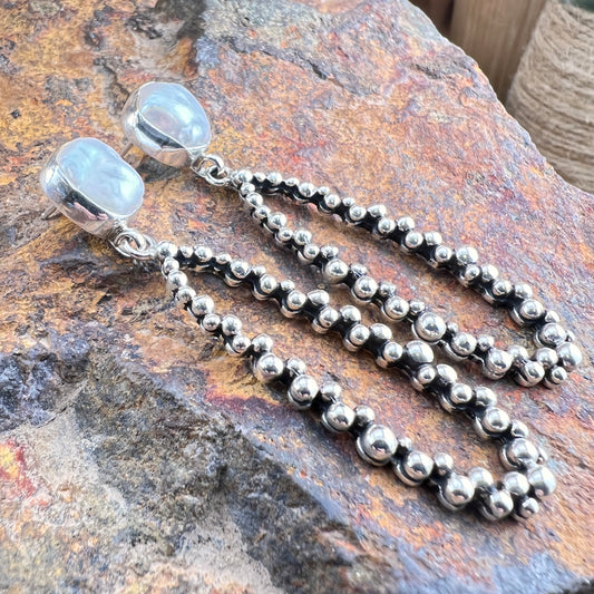 Million Drops Freshwater Pearl Sterling Silver Drop Earrings by Ray Coriz