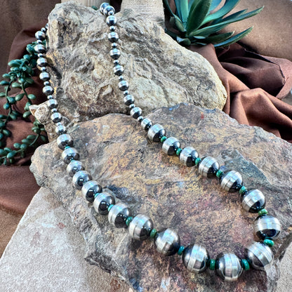 Navajo Pearls Sterling Silver & Green Turquoise Bead Necklace