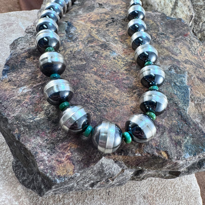 Navajo Pearls Sterling Silver & Green Turquoise Bead Necklace
