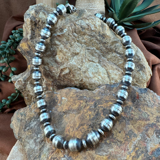 Navajo Pearls - Alternating Sterling Silver Bead Necklace