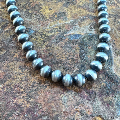 Navajo Pearl Sterling Silver Bench Bead Necklace – 20"