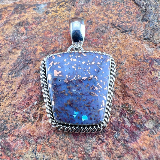 Confetti Chrysocolla Pendant with Sterling Silver by Artie Yellowhorse