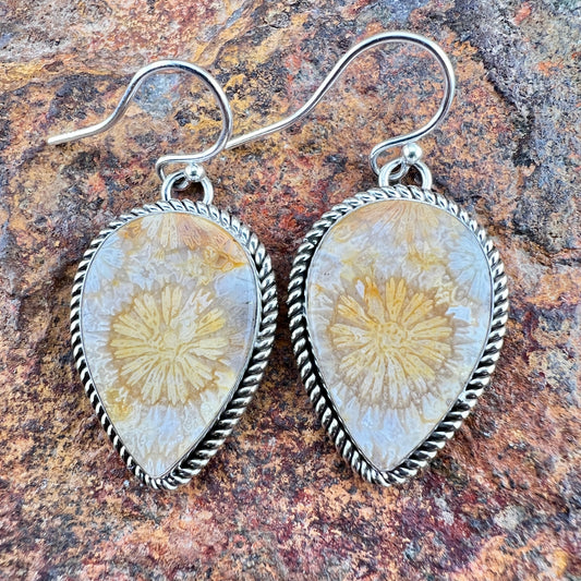 Fossil Coral Dangle Earrings by Artie Yellowhorse