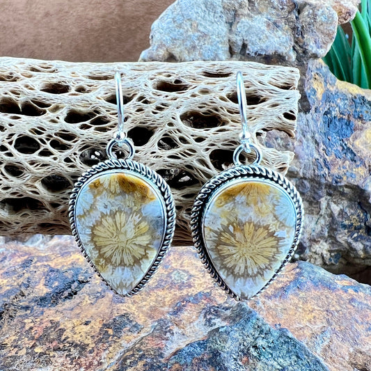 Fossil Coral Dangle Earrings by Artie Yellowhorse