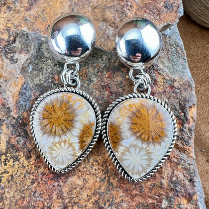 Fossil Coral Dangle Earrings by Artie Yellowhorse
