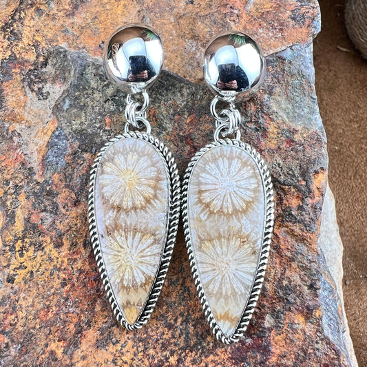 Fossil Coral Dangle Earrings by Artie Yellowhorse