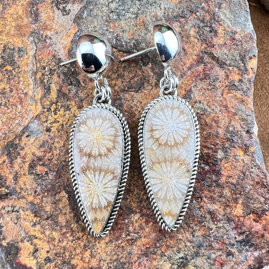 Fossil Coral Dangle Earrings by Artie Yellowhorse