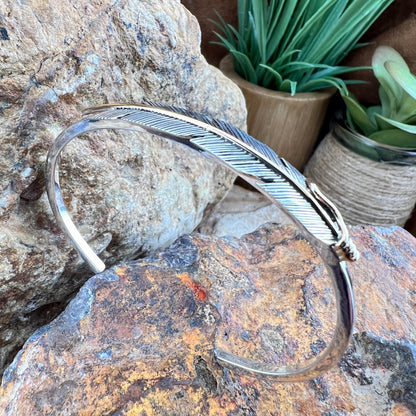 Sterling Silver & Gold Fill Feather Cuff Bracelet by Ray Coriz