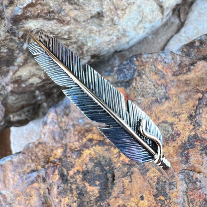 Sterling Silver & Gold Fill Feather Cuff Bracelet by Ray Coriz