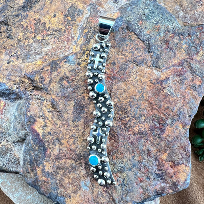 Million Drops Turquoise Sterling Silver Pendant by Ray Coriz