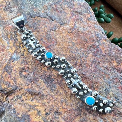 Million Drops Turquoise Sterling Silver Pendant by Ray Coriz