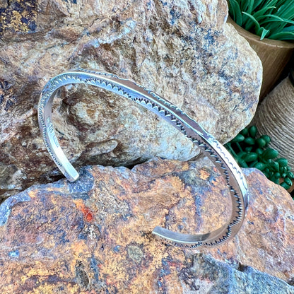 Sterling Silver Stamped Cuff Bracelet by Verna Tahe