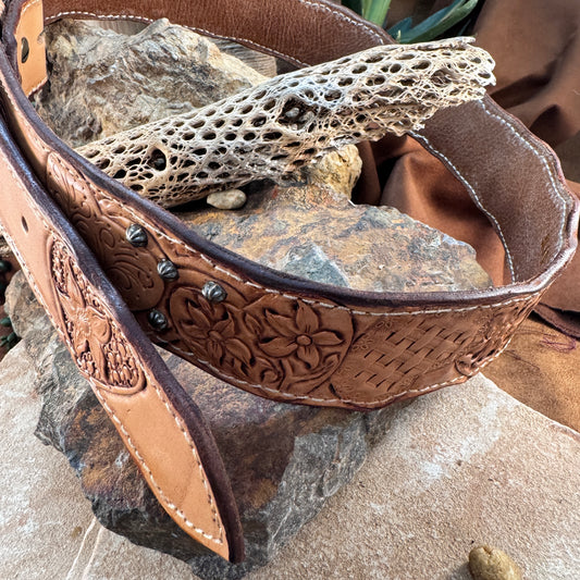 Hand Tooled Western Leather Ladies Belts– Handcrafted Elegance by Stephen Vaughn