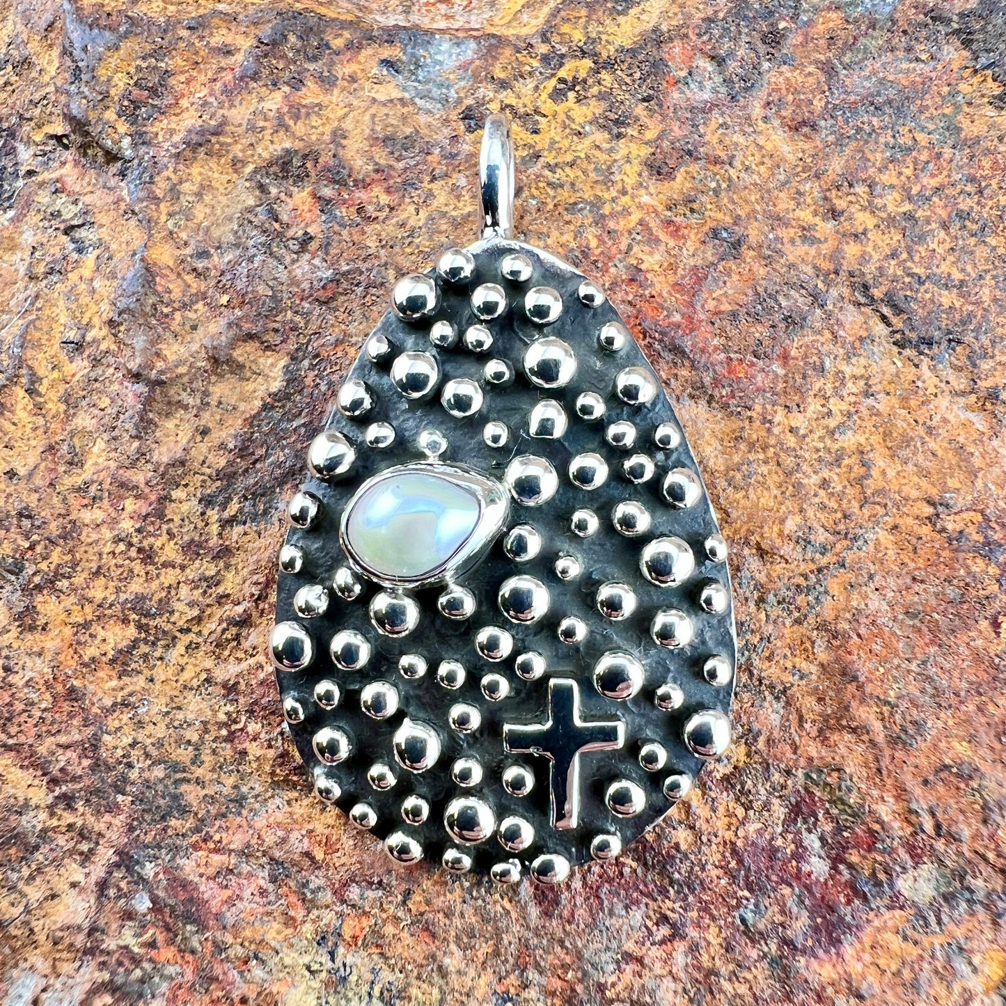 Million Drops Fresh Water Pearl Sterling Silver Pendant by Akee Douglas