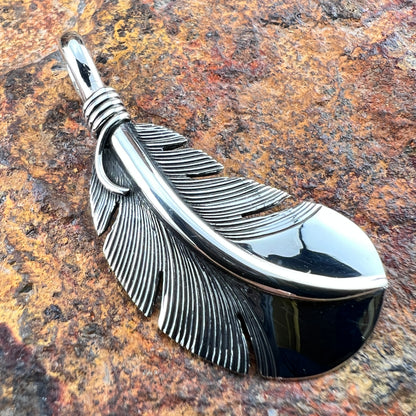 Sterling Silver Feather Pendant by Ray Coriz