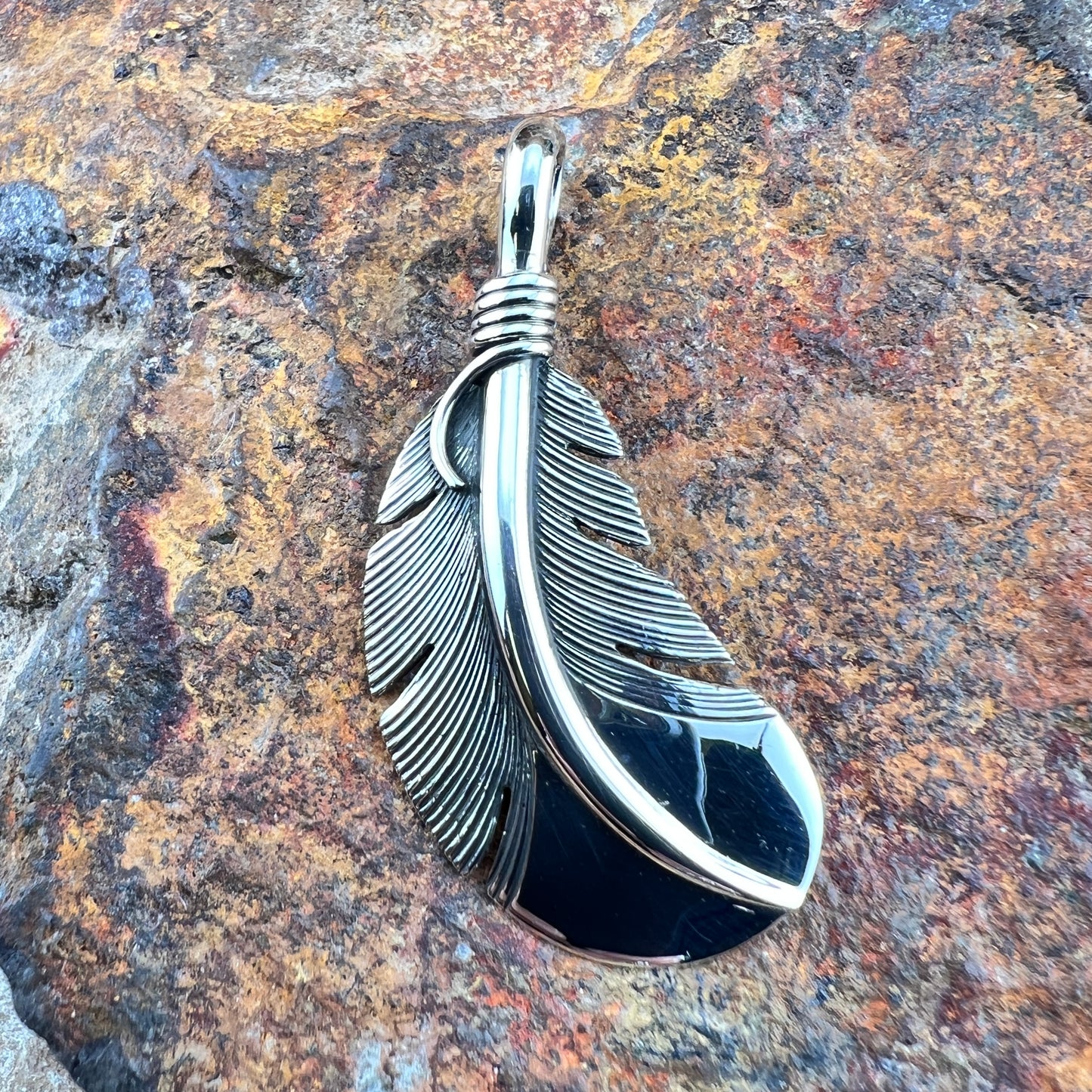 Sterling Silver Feather Pendant by Ray Coriz