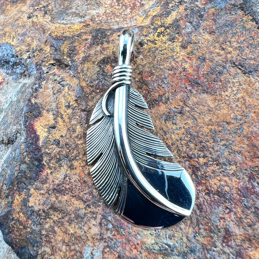 Sterling Silver Feather Pendant by Ray Coriz
