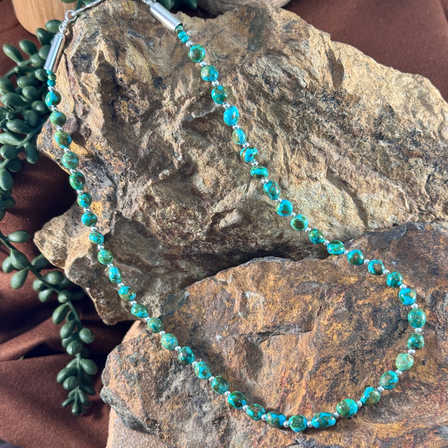 18" Sonoran Gold Turquoise Beaded Necklace by Artie Yellowhorse