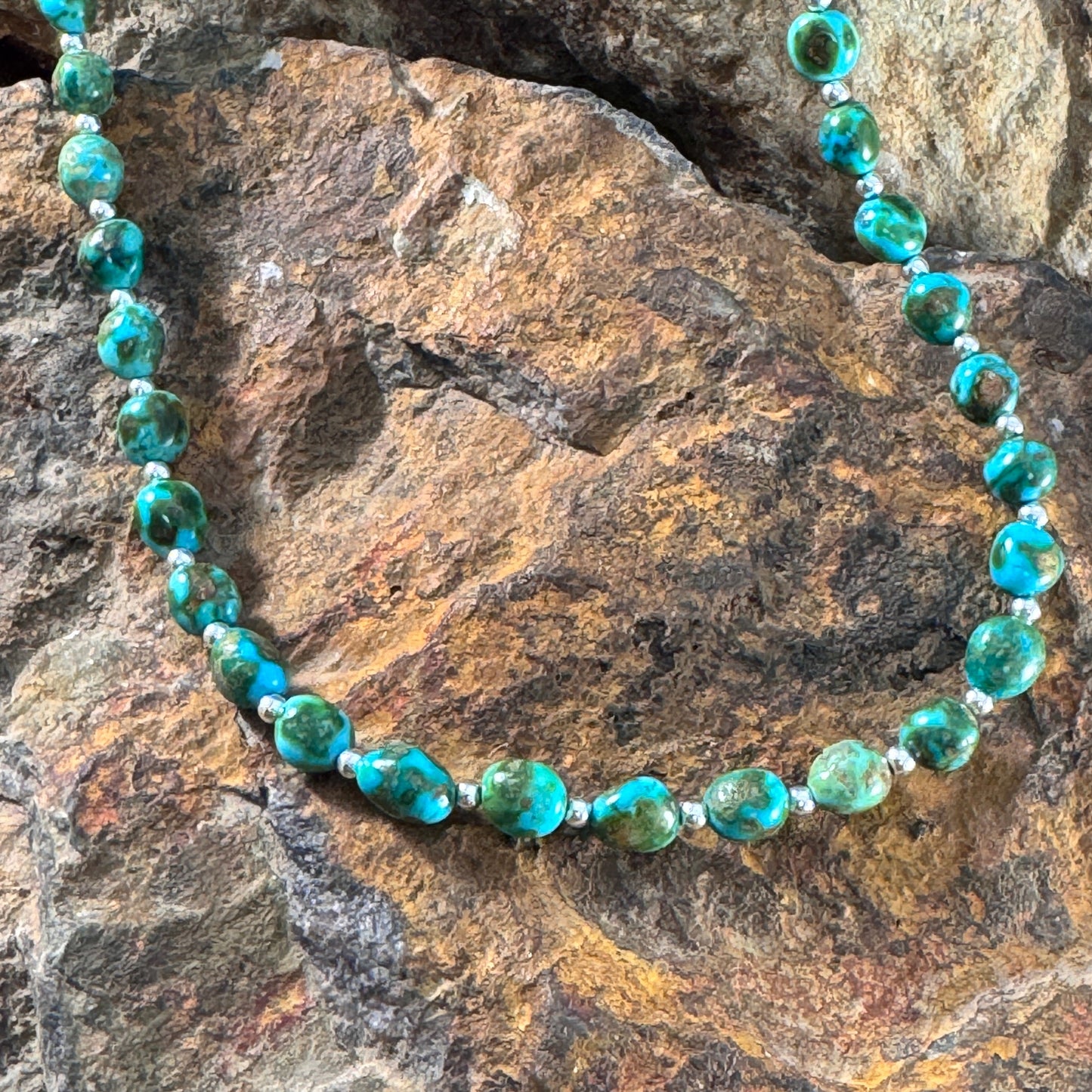 18" Sonoran Gold Turquoise Beaded Necklace by Artie Yellowhorse