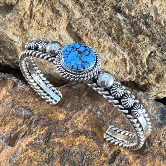 Golden Hill Turquoise Sterling Silver Bracelet by Artie Yellowhorse