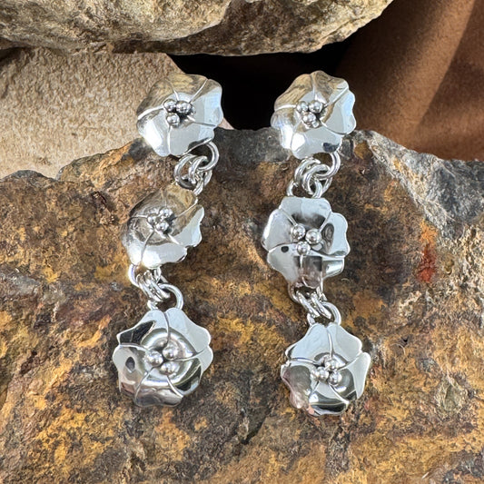 Sterling Silver Multi-Flower Dangle Earrings by Artie Yellowhorse
