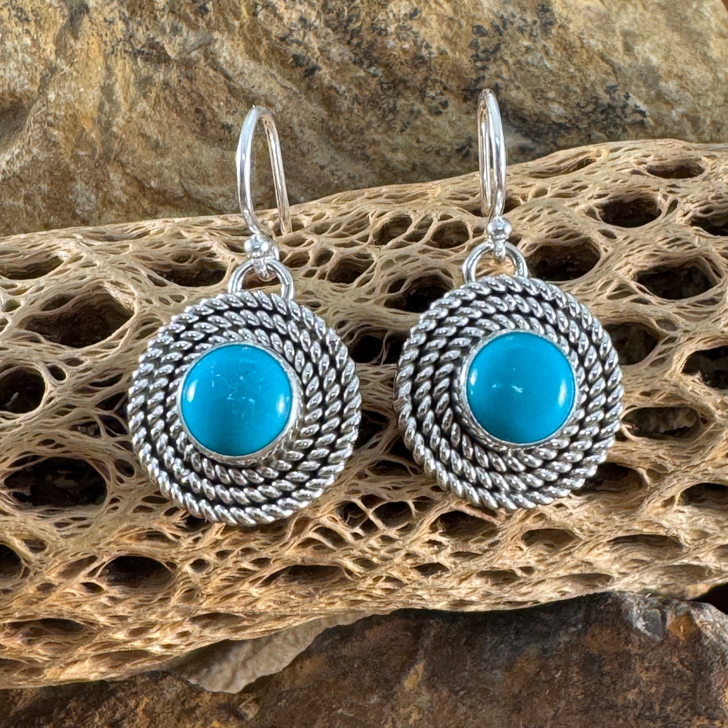 Sleeping Beauty Turquoise Twist Earrings by Artie Yellowhorse