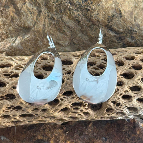 Sterling Silver Abstract Teardrop Earrings by Artie Yellowhorse