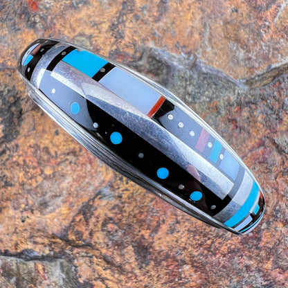 Vintage - H. Smith Navajo Night Sky Stargazer Channel Inlay Cuff Bracelet - Estate